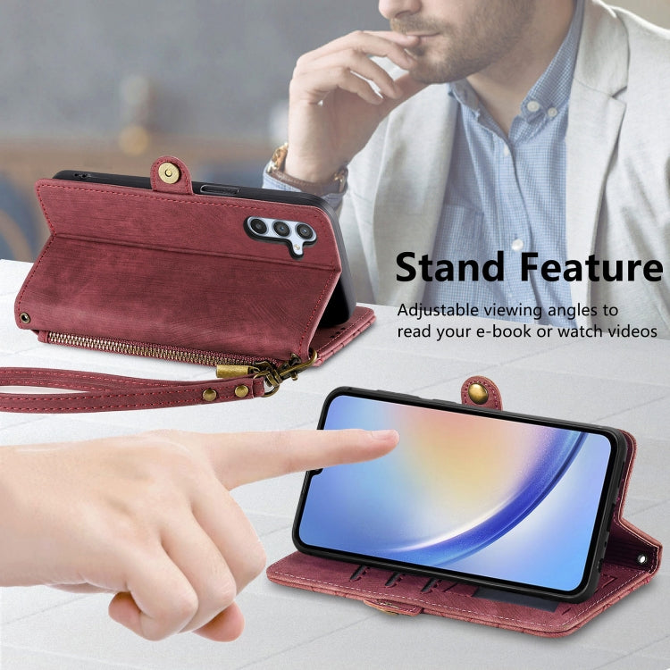 For Samsung Galaxy A71 Geometric Zipper Wallet Side Buckle Leather Phone Case(Red) - free shipping - PMC TechLife - Order now!