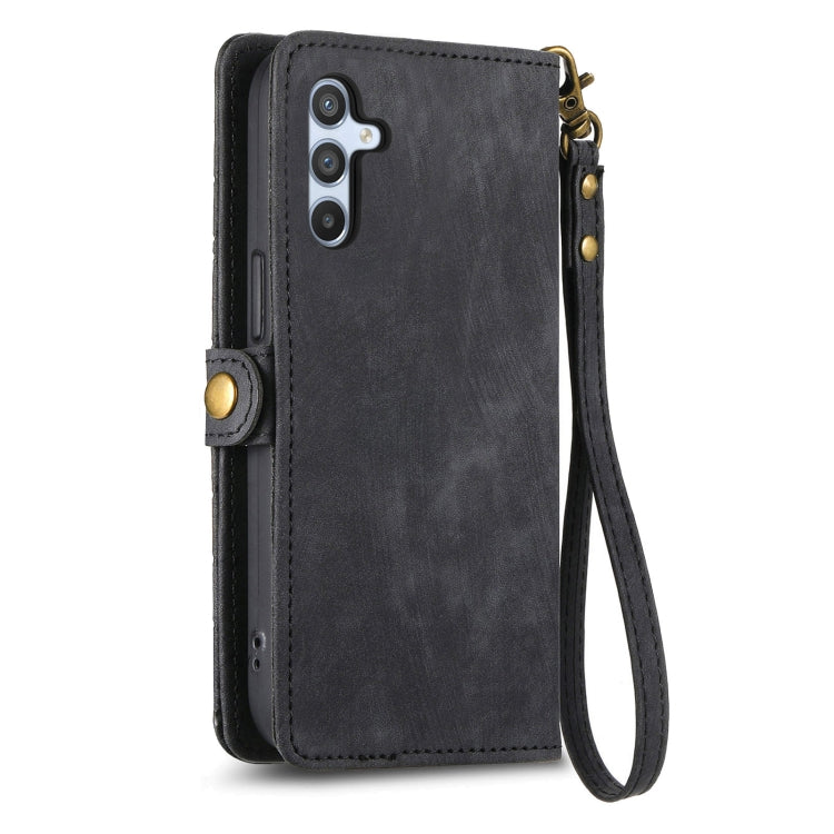 For Samsung Galaxy A52 5G Geometric Zipper Wallet Side Buckle Leather Phone Case(Black) - free shipping - PMC TechLife - Order now!