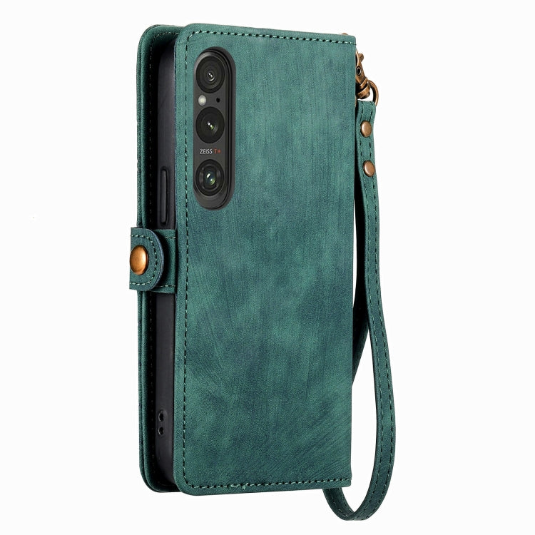 For Sony Xperia 10 III Geometric Zipper Wallet Side Buckle Leather Phone Case(Green) - free shipping - PMC TechLife - Order now!