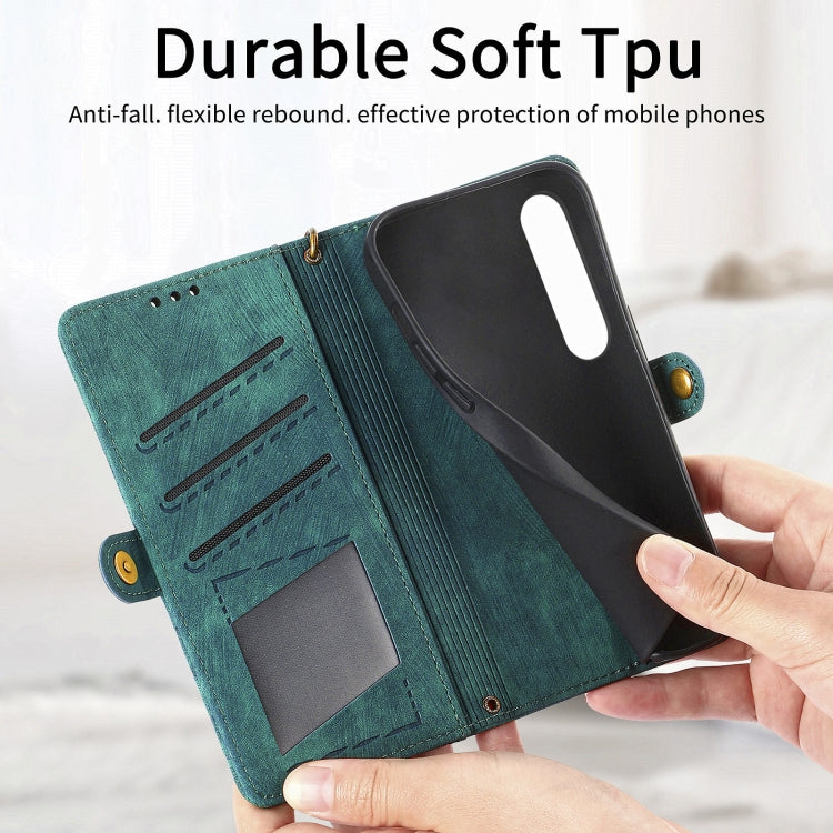 For Sony Xperia 10 III Geometric Zipper Wallet Side Buckle Leather Phone Case(Green) - free shipping - PMC TechLife - Order now!