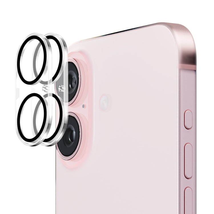 For iPhone 16 / 16 Plus 2pcs ENKAY Hat-Prince 9H Rear Camera Lens Tempered Glass Film - iPhone 16 Plus Tempered Glass by ENKAY | Online Shopping South Africa | PMC Jewellery | Buy Now Pay Later Mobicred