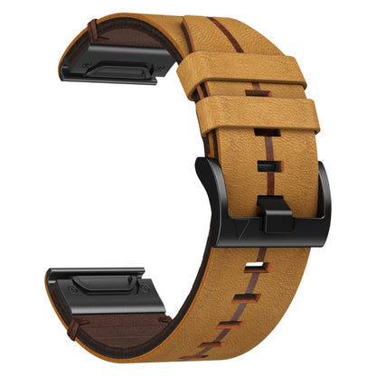 For Garmin Fenix 7 Solar 22mm Leather Textured Watch Band(Brown) - Watch Bands by PMC Jewellery | Online Shopping South Africa | PMC Jewellery