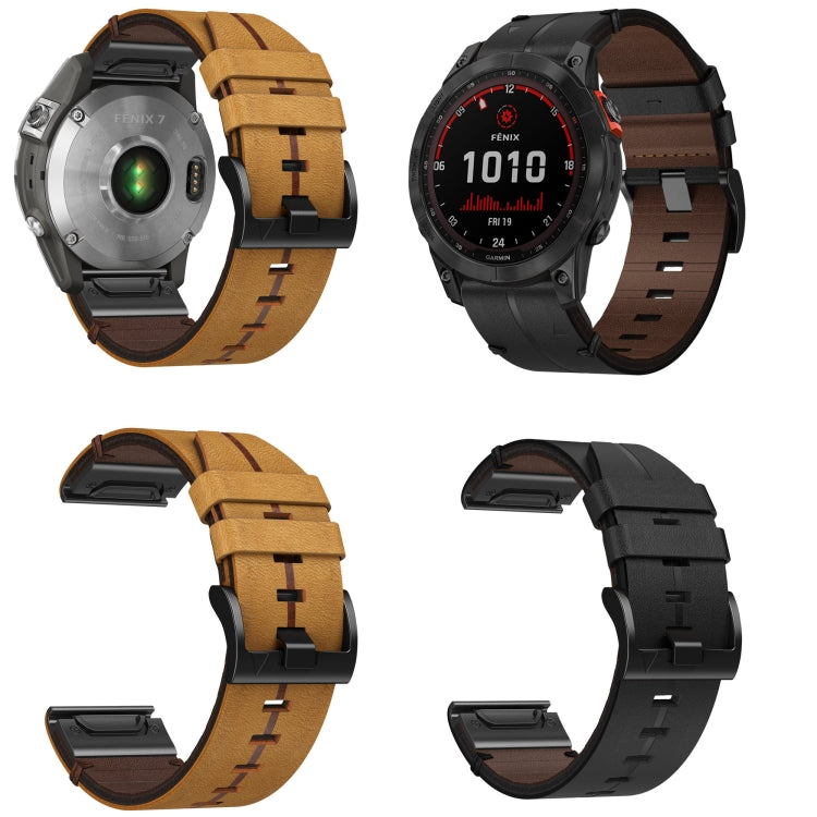 For Garmin Fenix 5 22mm Leather Textured Watch Band(Brown) - Watch Bands by PMC Jewellery | Online Shopping South Africa | PMC Jewellery
