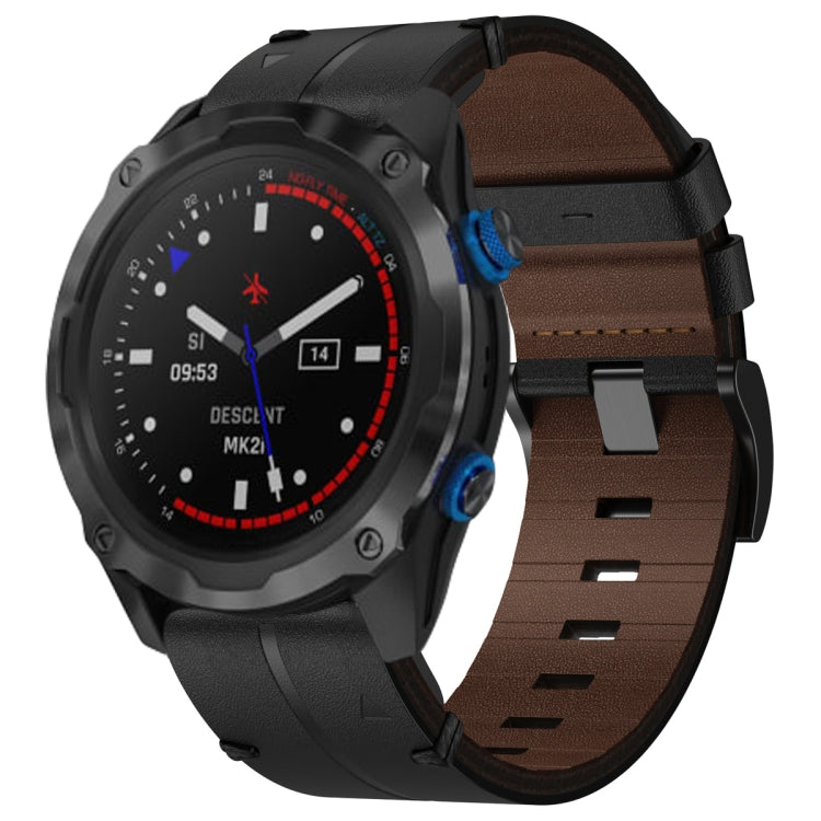 For Garmin Descent MK 2i Leather Textured 26mm Watch Band(Black) - Watch Bands by PMC TechLife | Online Shopping South Africa | PMC TechLife | Buy Now Pay Later Mobicred