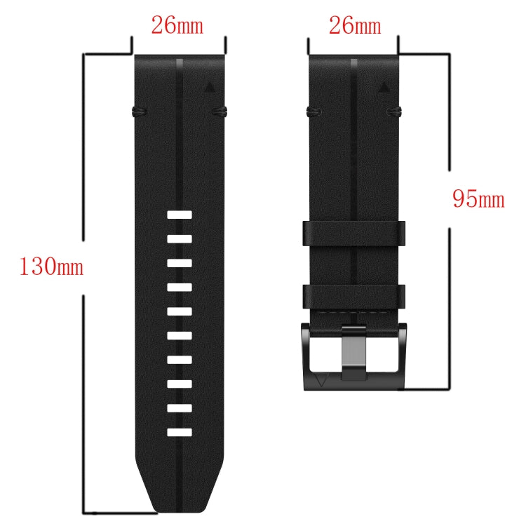 For Garmin Epix Pro 51mm Leather Textured 26mm Watch Band(Black) - Watch Bands by PMC TechLife | Online Shopping South Africa | PMC TechLife | Buy Now Pay Later Mobicred