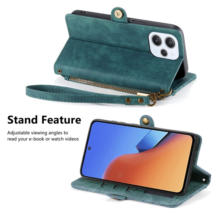 For Xiaomi Redmi Note 12 4G Geometric Zipper Wallet Side Buckle Leather Phone Case(Green) - Xiaomi Cases by PMC TechLife | Online Shopping South Africa | PMC TechLife | Buy Now Pay Later Mobicred