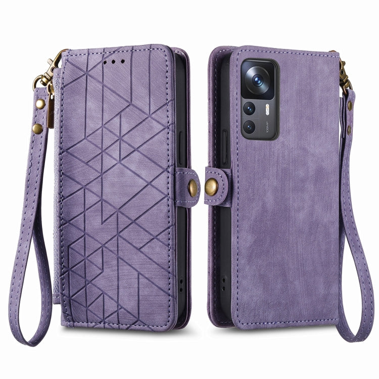 For Xiaomi 13 Ultra Geometric Zipper Wallet Side Buckle Leather Phone Case(Purple) - 13 Ultra Cases by PMC Jewellery | Online Shopping South Africa | PMC Jewellery | Buy Now Pay Later Mobicred