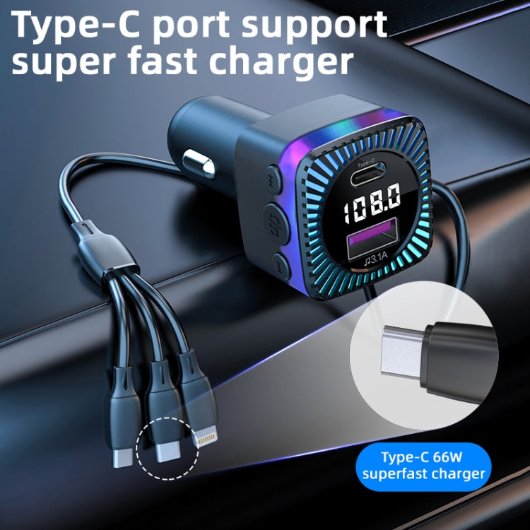 CS5 Car 3 in 1 Bluetooth 5.3 MP3 Player FM Transmitter Charger with Cable - Car Charger by PMC Jewellery | Online Shopping South Africa | PMC Jewellery | Buy Now Pay Later Mobicred