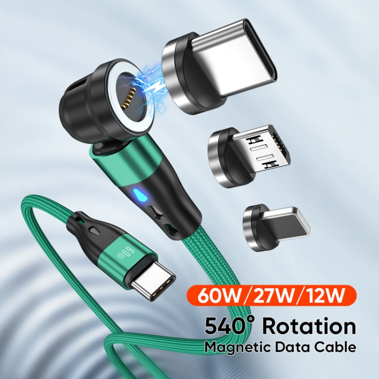 ENKAY PD60W Type-C to Type-C / 8 Pin / Micro USB Magnetic 540 Degrees Rotating Fast Charging Cable, Length:1m(Black) - free shipping - PMC Jewellery - Order now!