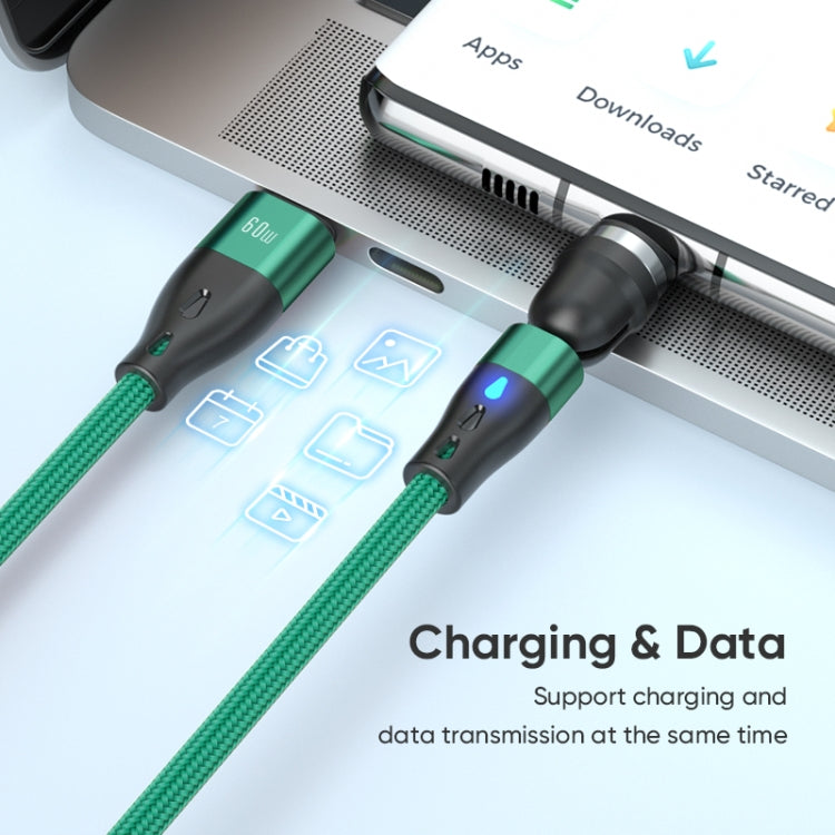 ENKAY PD60W Type-C to Type-C / 8 Pin / Micro USB Magnetic 540 Degrees Rotating Fast Charging Cable, Length:1m(Green) - Charging Cable & Head by ENKAY | Online Shopping South Africa | PMC Jewellery | Buy Now Pay Later Mobicred