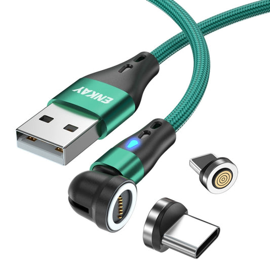 ENKAY 3A USB to Type-C / 8 Pin Magnetic 540 Degrees Rotating Fast Charging Cable, Length:2m(Green) - Charging Cable & Head by ENKAY | Online Shopping South Africa | PMC Jewellery | Buy Now Pay Later Mobicred