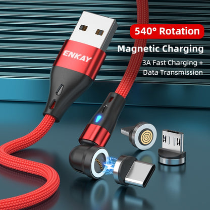 ENKAY 3 in 1 3A USB to Type-C / 8 Pin / Micro USB Magnetic 540 Degrees Rotating Fast Charging Cable, Length:2m(Black) - Charging Cable & Head by ENKAY | Online Shopping South Africa | PMC Jewellery | Buy Now Pay Later Mobicred