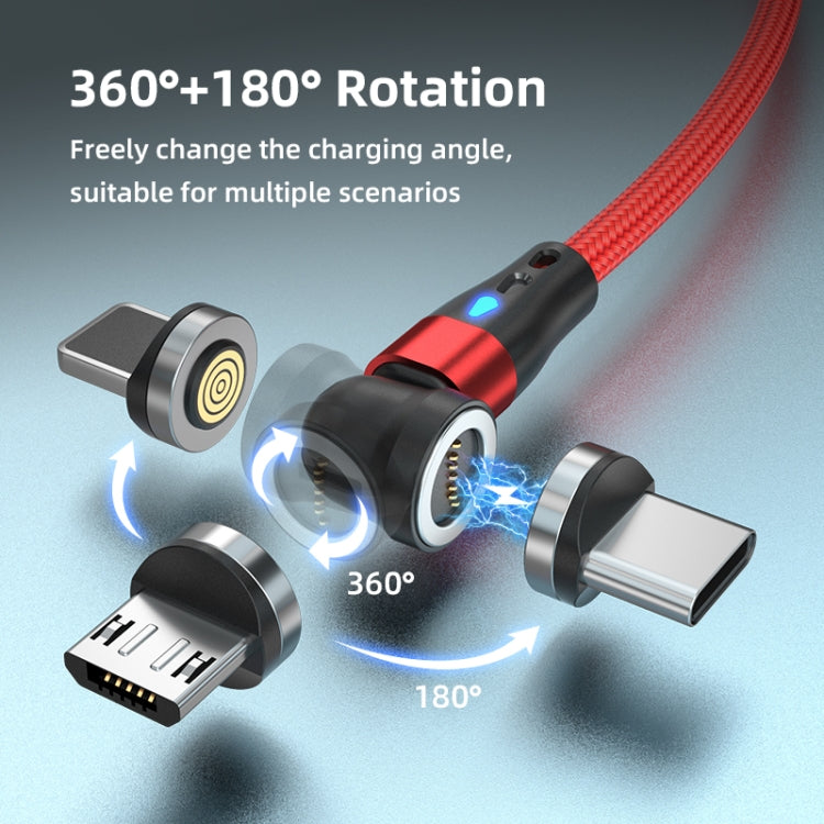 ENKAY 3 in 1 3A USB to Type-C / 8 Pin / Micro USB Magnetic 540 Degrees Rotating Fast Charging Cable, Length:2m(Red) - free shipping - PMC Jewellery - Order now!