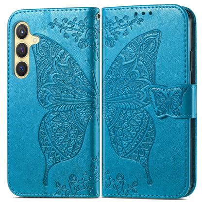 For Samsung Galaxy S24 5G Butterfly Love Flower Embossed Leather Phone Case(Blue) - Galaxy S24 5G Cases by PMC Jewellery | Online Shopping South Africa | PMC Jewellery