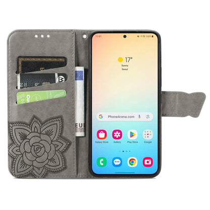 For Samsung Galaxy S24 5G Butterfly Love Flower Embossed Leather Phone Case(Gray) - Galaxy S24 5G Cases by PMC Jewellery | Online Shopping South Africa | PMC Jewellery