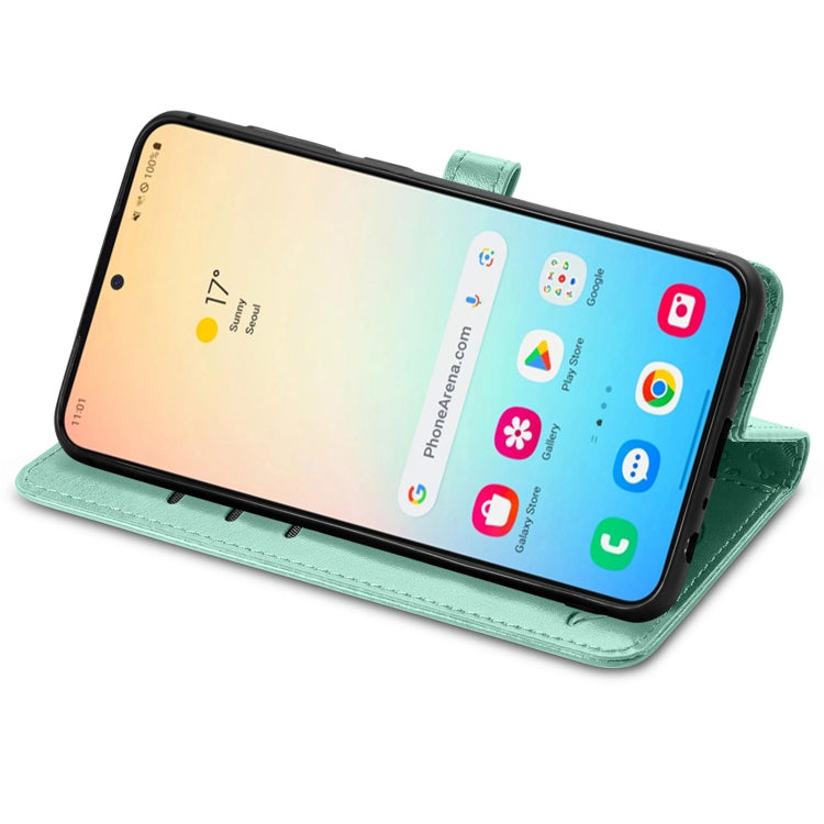 For Samsung Galaxy S25+ 5G Cat and Dog Embossed Leather Phone Case(Green) - Galaxy S25+ 5G Cases by PMC Jewellery | Online Shopping South Africa | PMC Jewellery | Buy Now Pay Later Mobicred