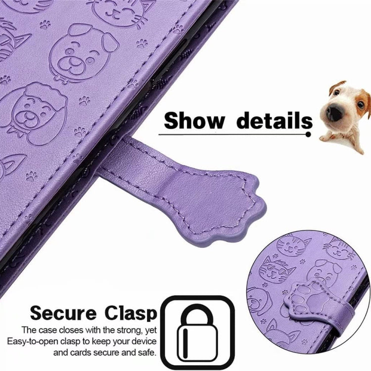 For Samsung Galaxy S25 5G Cat and Dog Embossed Leather Phone Case(Gray) - Galaxy S25 5G Cases by PMC Jewellery | Online Shopping South Africa | PMC Jewellery | Buy Now Pay Later Mobicred