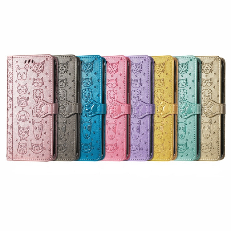 For Samsung Galaxy S25 5G Cat and Dog Embossed Leather Phone Case(Green) - Galaxy S25 5G Cases by PMC Jewellery | Online Shopping South Africa | PMC Jewellery | Buy Now Pay Later Mobicred