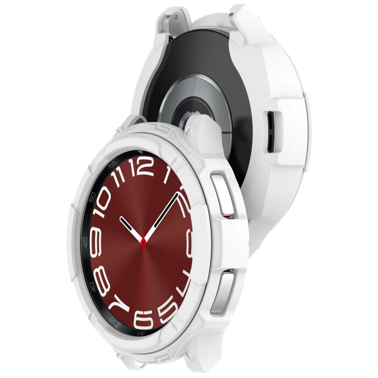 For Samsung Galaxy Watch 6 Classic 47mm Rotating Ring  + TPU Armor Watch Protective Case(White) - Watch Cases by PMC TechLife | Online Shopping South Africa | PMC TechLife
