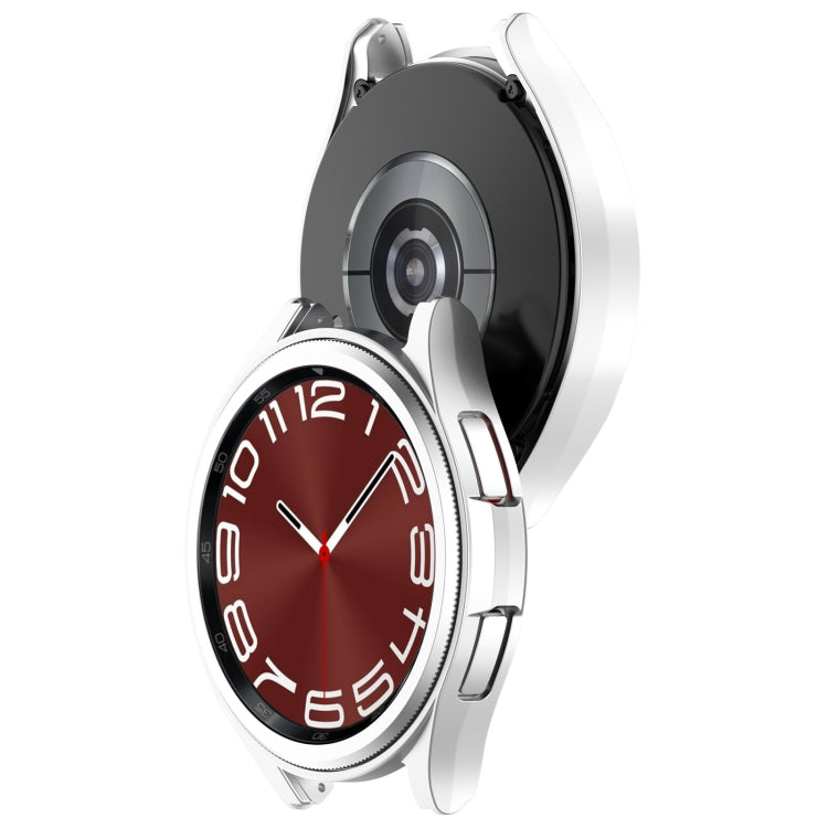 For Samsung Galaxy Watch 6 Classic 47mm Half Coverage Hollow PC Watch Protective Case(Silver) - Watch Cases by PMC TechLife | Online Shopping South Africa | PMC TechLife