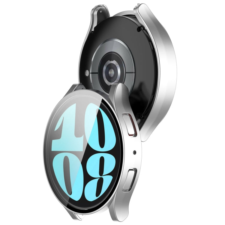 For Samsung Galaxy Watch6 40mm PC + Tempered Film Integrated Watch Protective Case(Silver) - Watch Cases by PMC TechLife | Online Shopping South Africa | PMC TechLife