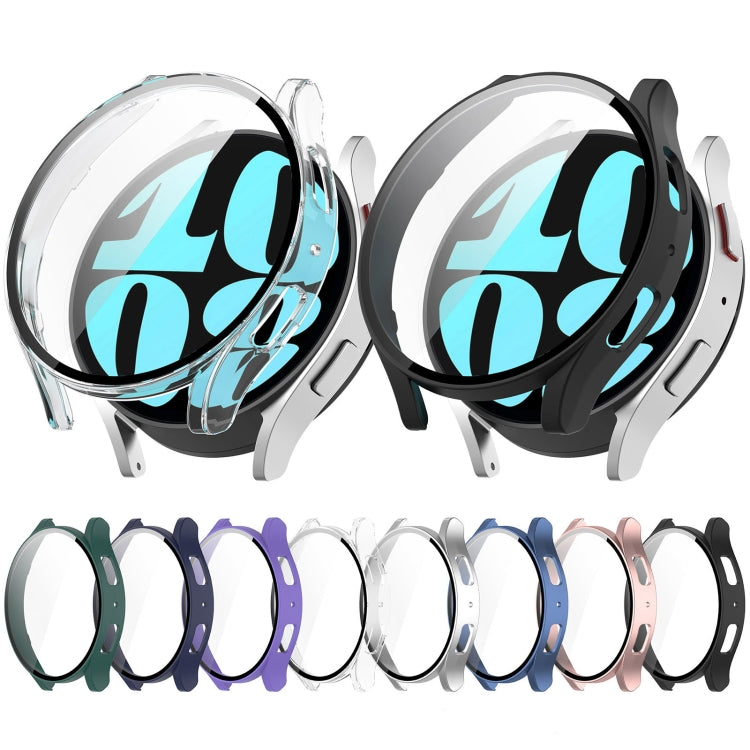 For Samsung Galaxy Watch6 40mm PC + Tempered Film Integrated Watch Protective Case(Silver) - Watch Cases by PMC TechLife | Online Shopping South Africa | PMC TechLife