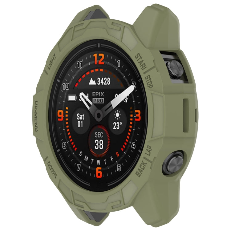 For Garmin Epix Pro / Epix Pro Gen 2 47mm / Fenix 7 / 7 Pro Armored TPU Half Wrapped Watch Protective Case(Green) - free shipping - PMC TechLife - Order now!