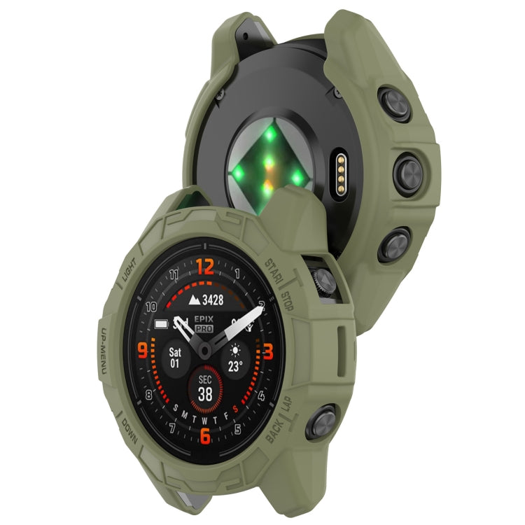 For Garmin Epix Pro / Epix Pro Gen 2 47mm / Fenix 7 / 7 Pro Armored TPU Half Wrapped Watch Protective Case(Green) - free shipping - PMC TechLife - Order now!