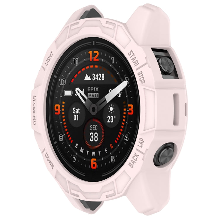 For Garmin Epix Pro 47mm / Fenix 7 / 7 Pro Armored TPU Half Wrapped Watch Protective Case(Pink) - Watch Cases by PMC TechLife | Online Shopping South Africa | PMC TechLife