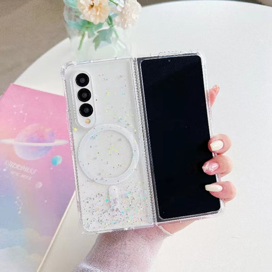 For Samsung Galaxy Z Fold3 Magsafe Glitter TPU Phone Protective Case(White) - Galaxy Phone Cases by PMC Jewellery | Online Shopping South Africa | PMC Jewellery