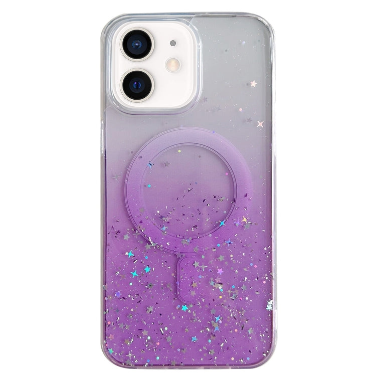 For iPhone 12 MagSafe Glitter Hybrid Clear TPU Phone Case(Purple) - iPhone 12 / 12 Pro Cases by PMC TechLife | Online Shopping South Africa | PMC TechLife