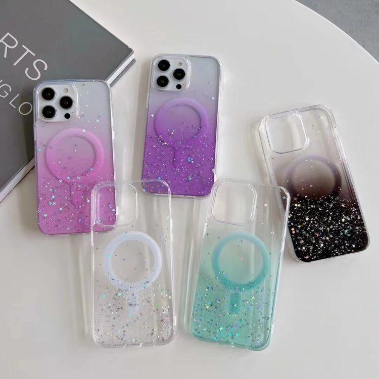For iPhone 12 Pro Max MagSafe Glitter Hybrid Clear TPU Phone Case(Purple) - iPhone 12 Pro Max Cases by PMC TechLife | Online Shopping South Africa | PMC TechLife