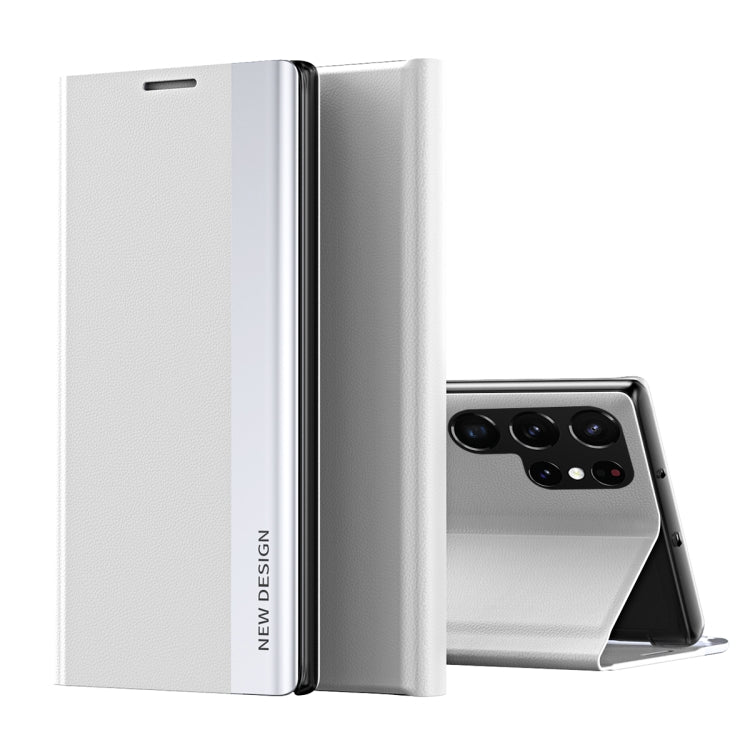 For Samsung Galaxy S24 Ultra 5G Side Electroplated Adsorption Leather Phone Case(White) - Galaxy S24 Ultra 5G Cases by PMC TechLife | Online Shopping South Africa | PMC TechLife | Buy Now Pay Later Mobicred