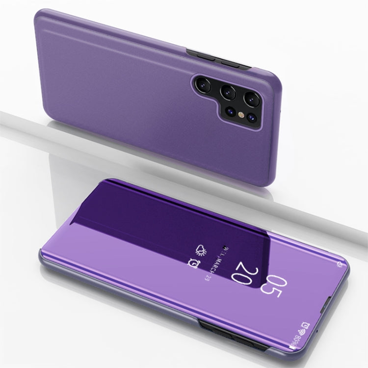 For Samsung Galaxy S25 Ultra 5G Plated Mirror Horizontal Flip Leather Phone Case with Holder(Violet Blue) - Galaxy S25 Ultra 5G Cases by PMC Jewellery | Online Shopping South Africa | PMC Jewellery | Buy Now Pay Later Mobicred