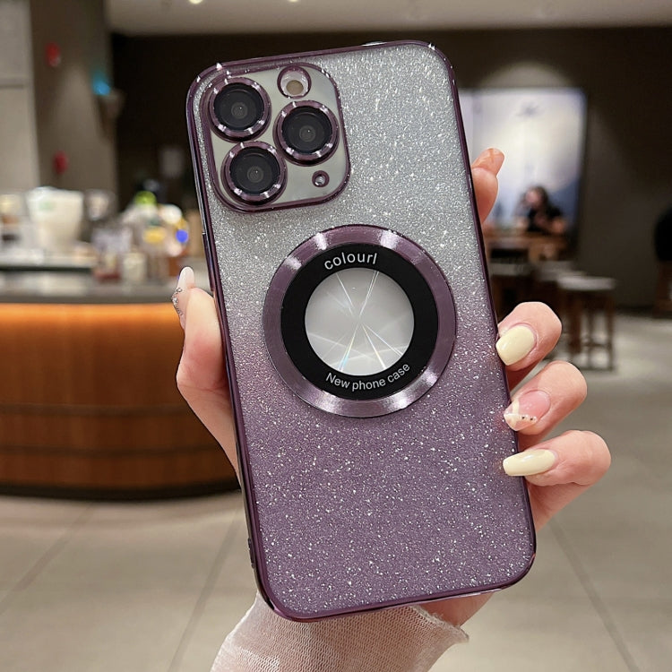 For iPhone 11 Pro MagSafe Gradient Glitter Electroplating TPU Phone Case(Purple) - iPhone 11 Pro Cases by PMC TechLife | Online Shopping South Africa | PMC TechLife