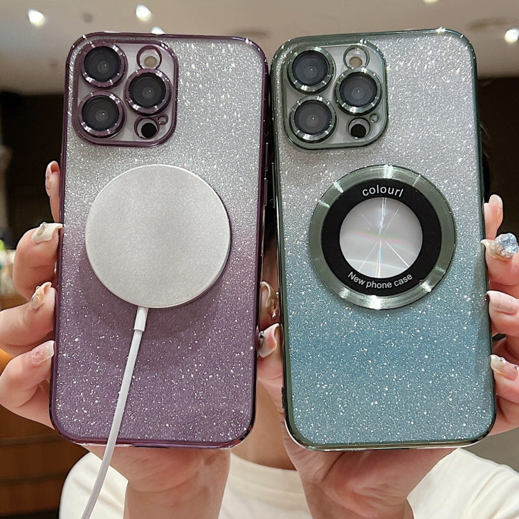 For iPhone 12 Pro Max Gradient Glitter Electroplating MagSafe TPU Phone Case(Blue) - free shipping - PMC TechLife - Order now!