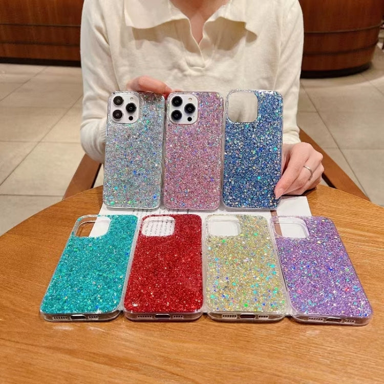 For iPhone 16e Glitter Sequins Epoxy TPU Phone Case(Blue) - iPhone 16e Cases by PMC TechLife | Online Shopping South Africa | PMC TechLife | Buy Now Pay Later Mobicred
