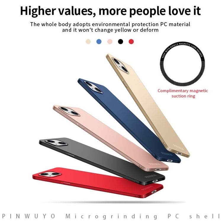 For iPhone 15 PINWUYO Micro-Frosted PC Ultra-thin Hard Phone Case with Magsafe Magnetic Ring(Blue) - free shipping - PMC TechLife - Order now!