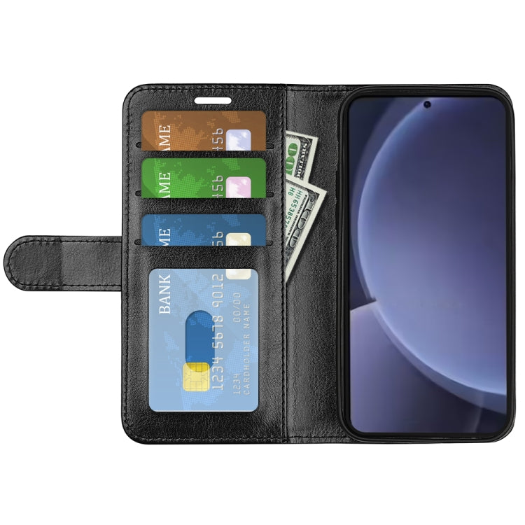 For Samsung Galaxy S25+ 5G R64 Texture Horizontal Flip Leather Phone Case(Black) - Galaxy S25+ 5G Cases by PMC Jewellery | Online Shopping South Africa | PMC Jewellery | Buy Now Pay Later Mobicred