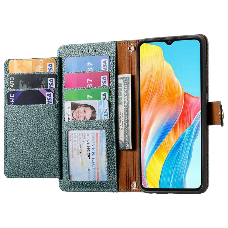 For OPPO A38 Love Zipper Lanyard Leather Phone Case(Green) - A38 Cases by PMC Jewellery | Online Shopping South Africa | PMC Jewellery | Buy Now Pay Later Mobicred