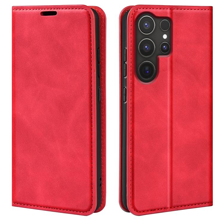 or Samsung Galaxy S25 Ultra 5G Retro-skin Magnetic Suction Leather Phone Case(Red) - Galaxy S25 Ultra 5G Cases by PMC Jewellery | Online Shopping South Africa | PMC Jewellery | Buy Now Pay Later Mobicred