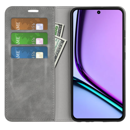 For Realme C67 4G Retro-skin Magnetic Suction Leather Phone Case(Grey) - C67 Cases by PMC Jewellery | Online Shopping South Africa | PMC Jewellery | Buy Now Pay Later Mobicred