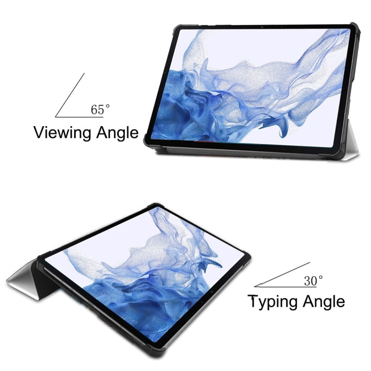 For Samsung Galaxy Tab S9 JUNSUNMAY Custer Painted 3-Fold Stand Leather Smart Tablet Case(Lazy Cat) - free shipping - PMC Jewellery - Order now!