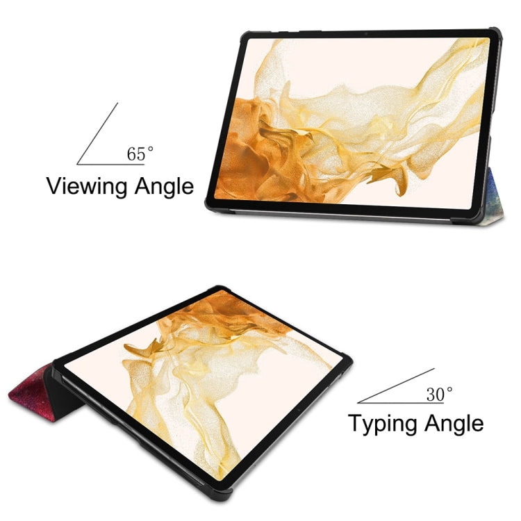 For Samsung Galaxy Tab S9+ JUNSUNMAY Custer Painted 3-Fold Stand Leather Smart Tablet Case(Galaxy) - Galaxy Tab S9+ Cases by JUNSUNMAY | Online Shopping South Africa | PMC Jewellery | Buy Now Pay Later Mobicred