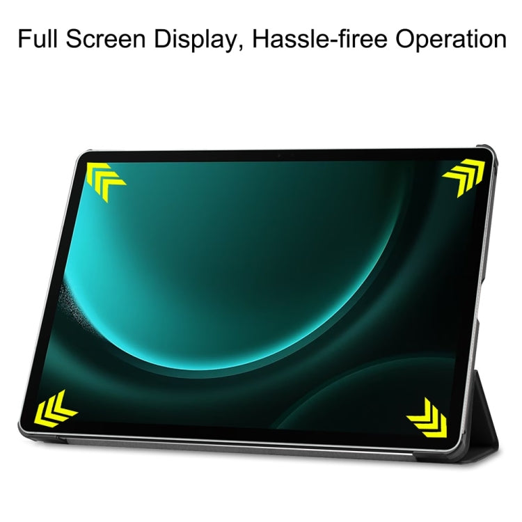 For Samsung Galaxy Tab S9 FE+ 12.4 JUNSUNMAY Custer Solid Color 3-Fold Stand Leather Smart Tablet Case(Black) - Galaxy Tab S9 FE+ by JUNSUNMAY | Online Shopping South Africa | PMC TechLife | Buy Now Pay Later Mobicred