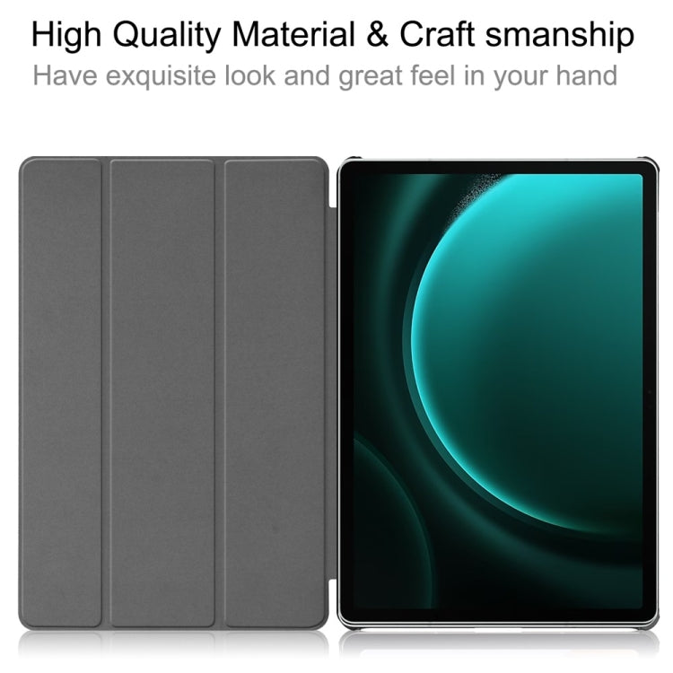 For Samsung Galaxy Tab S9 FE+ 12.4 JUNSUNMAY Custer Solid Color 3-Fold Stand Leather Smart Tablet Case(Dark Green) - free shipping - PMC Jewellery - Order now!