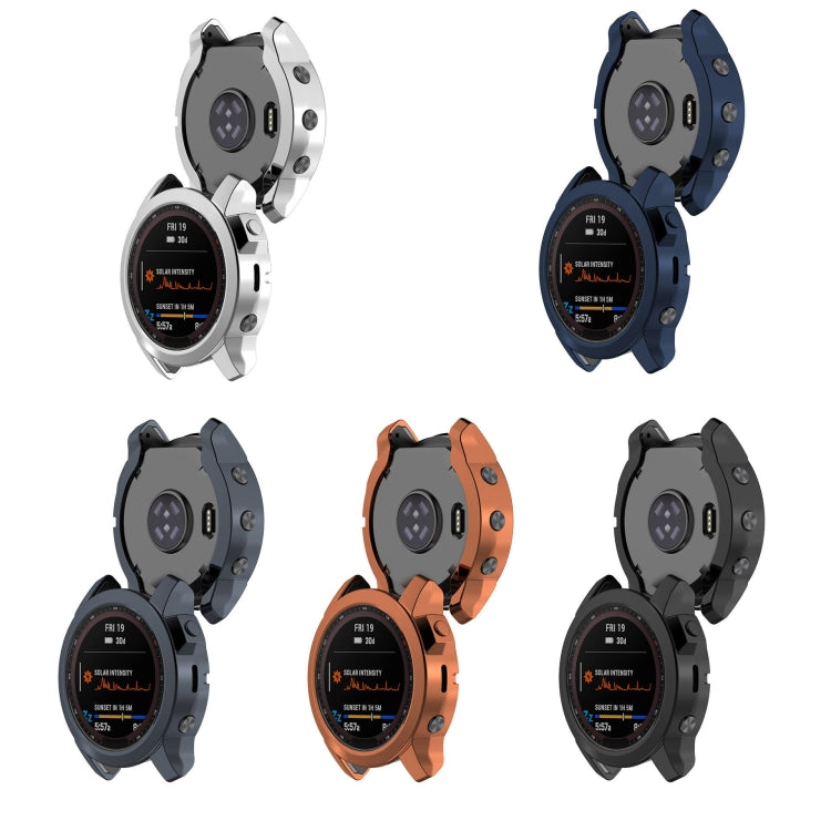 For Garmin Fenix 7 Pro Half Package Electroplated TPU Watch Protective Case(Blue) - Watch Cases by PMC TechLife | Online Shopping South Africa | PMC TechLife