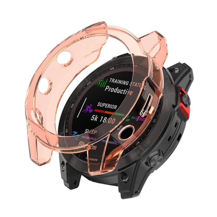For Garmin Fenix 7X Pro Half-Package TPU Watch Protective Case(Transparent Orange) - Watch Cases by PMC TechLife | Online Shopping South Africa | PMC TechLife | Buy Now Pay Later Mobicred