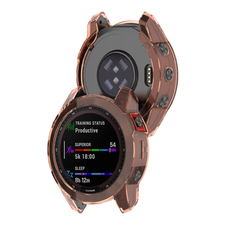 For Garmin Fenix 7X Pro Half-Package TPU Watch Protective Case(Transparent Orange) - Watch Cases by PMC TechLife | Online Shopping South Africa | PMC TechLife | Buy Now Pay Later Mobicred