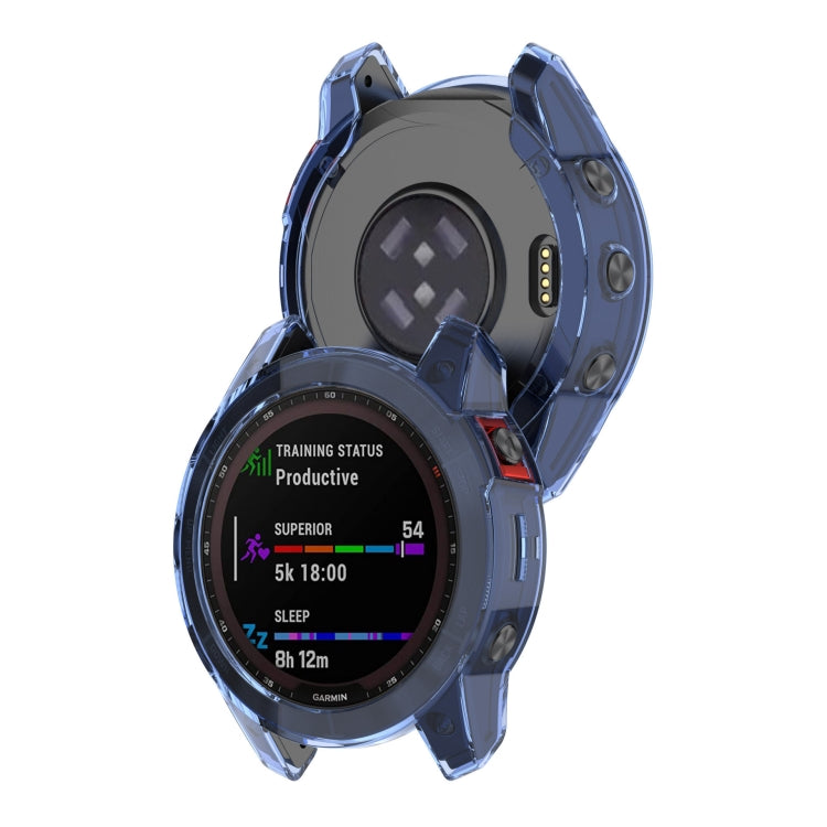 For Garmin Epix Pro 47mm Half-Package TPU Watch Protective Case(Transparent Blue) - Watch Cases by PMC TechLife | Online Shopping South Africa | PMC TechLife | Buy Now Pay Later Mobicred